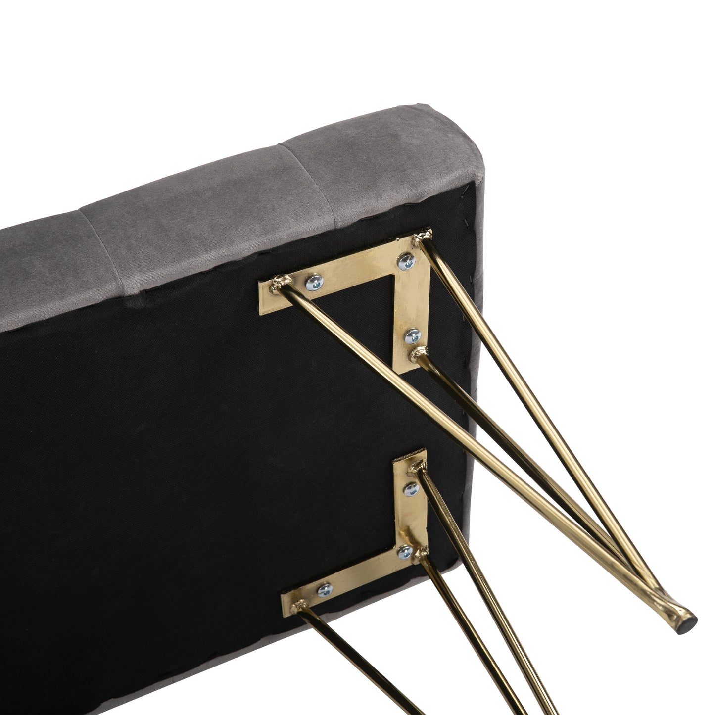 HOMCOM Sitzbank Polsterbank Pianobank Schuhbank mit Samtoptik Bettbank Klavierbank für Schlafzimmer, Wohnzimmer, Flur, Metall Grau 116 x 44,5 x 49 cm