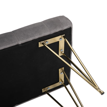 HOMCOM Sitzbank Polsterbank Pianobank Schuhbank mit Samtoptik Bettbank Klavierbank für Schlafzimmer, Wohnzimmer, Flur, Metall Grau 116 x 44,5 x 49 cm