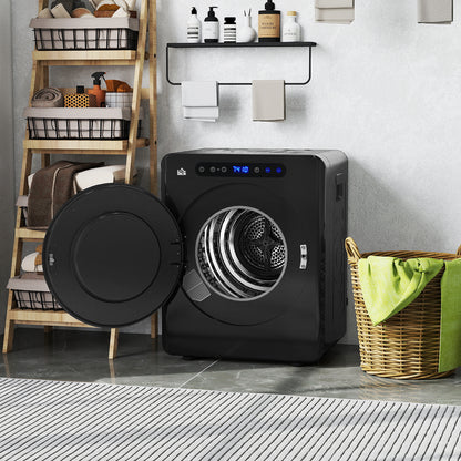 HOMCOM Wäschetrockner, 6 Programme, 40-60℃, 3 kg Kapazität, kompakt, Touch-Bedienung, Schwarz