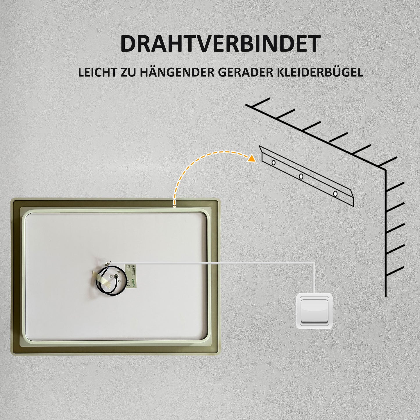 kleankin LED Badezimmerspiegel mit 3x Vergrößerung, Touch-Funktion, Memory-Funktion, kein Beschlagen, 80 x 60 cm