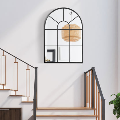 HOMCOM Fensterspiegel mit Metallrahmen, 91 cm x 2 cm x 60 cm Schwarz