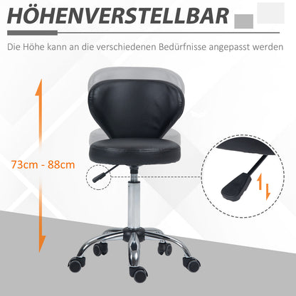 HOMCOM Salonhocker in Lederoptik, höhenverstellbar, bis 120 kg, Stahlgestell, Schwarz