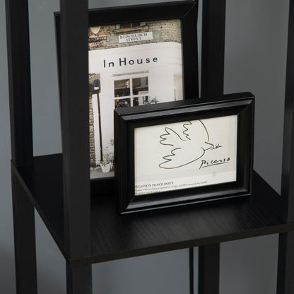 HOMCOM Stehleuchte im modernen Design, 2 Ablagen, Ziehkettenschalter, 26 cm x 26 cm x 156 cm, Schwarz + Weiß