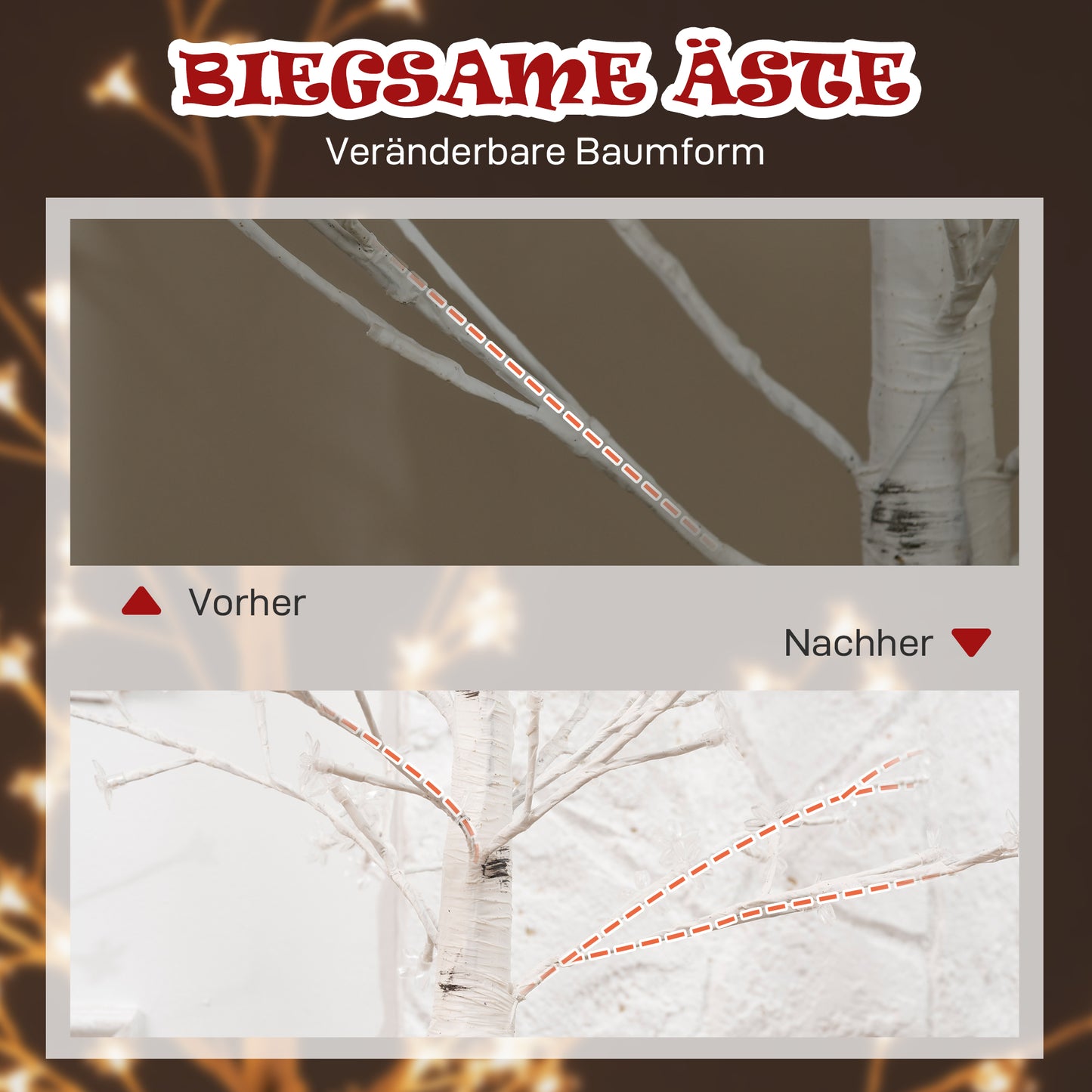 HOMCOM Kunstbaum, Kunst Kirschblütenbaum, mit 120 LEDs, 3 Helligkeitsstufen, warmweiß, realistische Rinde, 21 x 21 x 150 cm