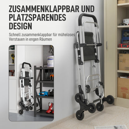 HOMCOM Einkaufstrolley, 40 L Oxford-Tasche, 3-Rad-Design, Aluminiumrahmen, Sitz, Grau