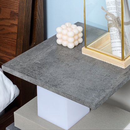 HOMCOM Nachtschrank, mit 4 Rollen, 3 Regale, 35 x 29,5 x 65,5 cm, Grau/Weiß