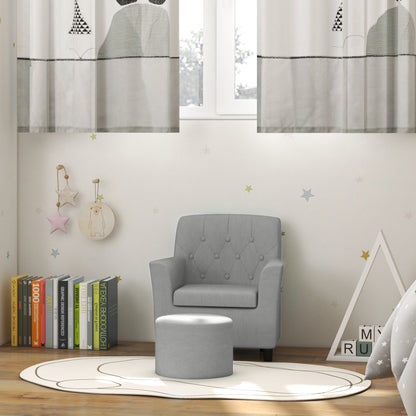 AIYAPLAY Kindersessel mit Hocker, Rückenlehne Diamantmuster, weiche Sitzfläche, Holzrahmen, Grau