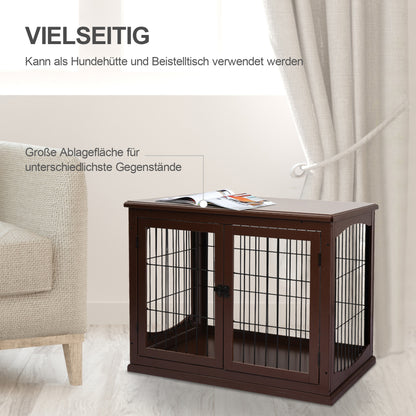 PawHut Hundebox, 2 Eingänge, abschließbar, MDF och Metall, 58,4 x 81,3 x 66 cm, Schwarz