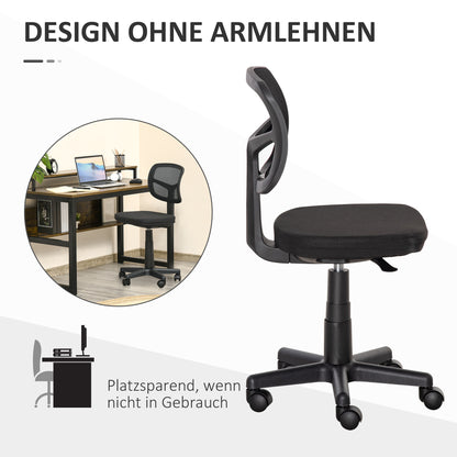 Vinsetto Bürostuhl Ergonomischer Schreibtischstuhl, Höhenverstellbarer Drehstuhl, Platzsparend Schwarz
