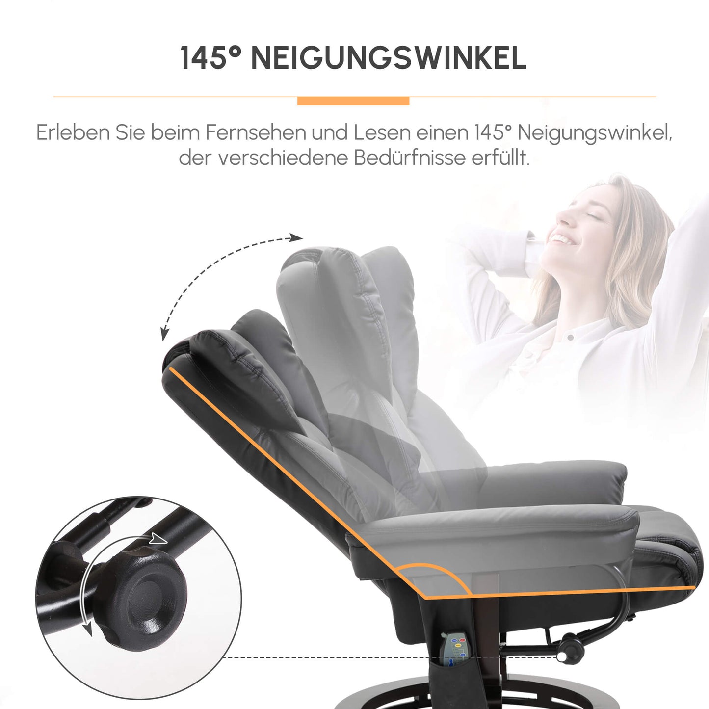 HOMCOM Relaxsessel mit Massagefunktion Fußhocker Liegefunktion Kunstleder 79 x 82 x 101 cm
