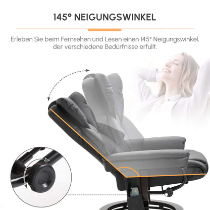 HOMCOM Relaxsessel mit Massagefunktion Fußhocker Liegefunktion Kunstleder 79 x 82 x 101 cm