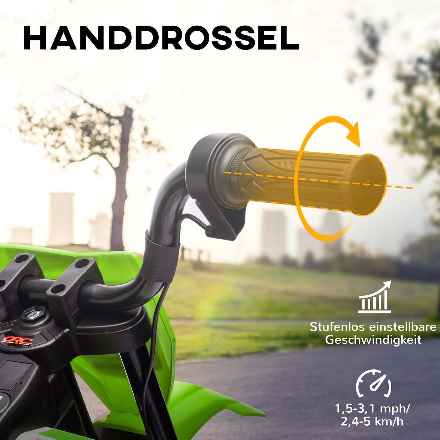 AIYAPLAY Elektro-Motorrad für Kinder, 12V Kindermotorrad mit Musik, Kinderfahrzeug mit Trainingsrädern, 3-6 Jahre, Grün