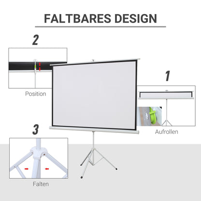 HOMCOM Projektionsleinwand im 4:3-Format, Kinoleinwand, Präsentationsfläche für Zuhause oder Büro, Weiß