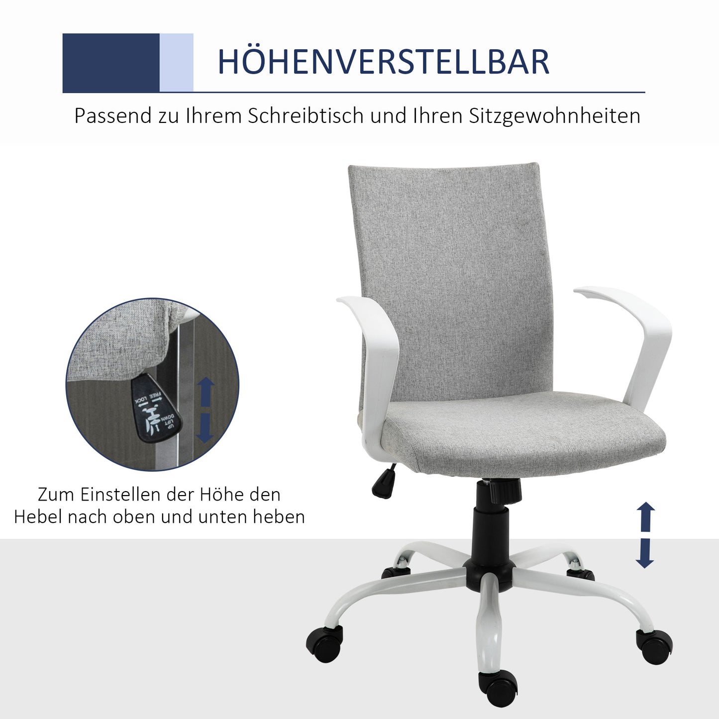 Vinsetto Bürostuhl Drehstuhl höhenverstellbarer Home-Office-Stuhl Schaumstoff Nylon