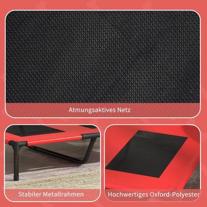 PawHut Hundebett, Hundeliege, robust, erhöht &amp; wetterfest, bis 50 kg, 92x76x18cm, Rot