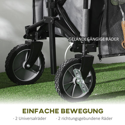 Outsunny Bollerwagen, klappbar, 5 Seitentaschen, verstellbarer Griff, bis 120 kg, Stahl, dunkelgrau, 100 x 55 x 93 cm