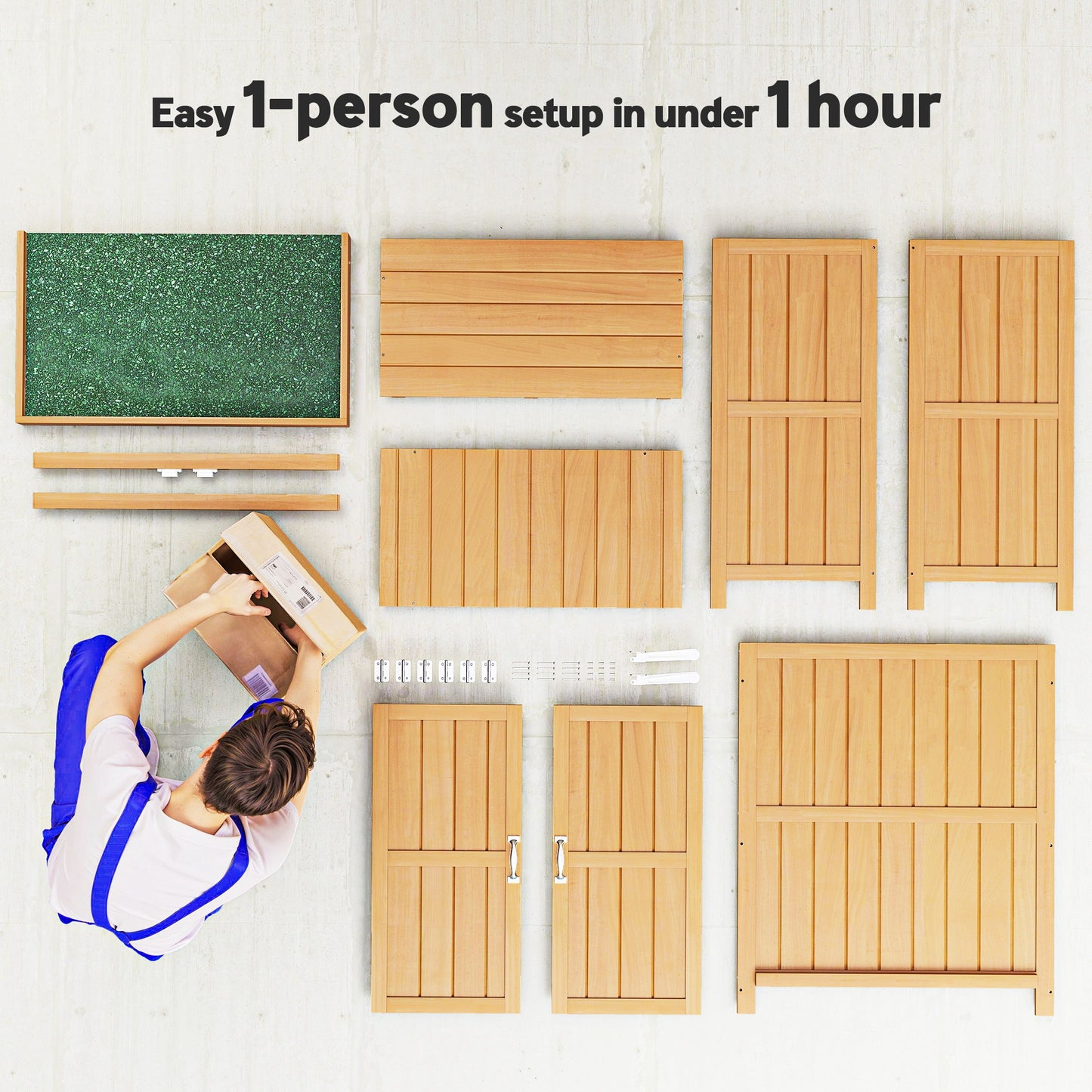 Outsunny Gartenschrank Tannenholz, Geräteschuppen wetterfest 74x43x88cm, Gerätehaus mit Doppeltür, 2 Fächern, Geräteschrank, Gartenhaus Werkzeugschrank Gartenschuppen für Garten, Terrasse, Natur