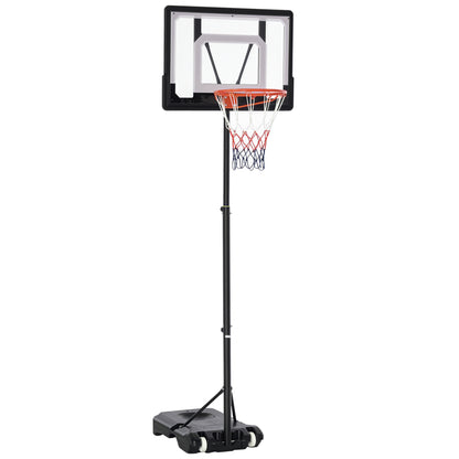 HOMCOM Basketballständer mit Rollen 83x55cm Rückwand, Mobiler Basketballkorb mit Ständer, verstellbare Korbhöhe 156 bis 210 cm, Basketballanlage für Kinder Jugendliche, fürs Außenbereich