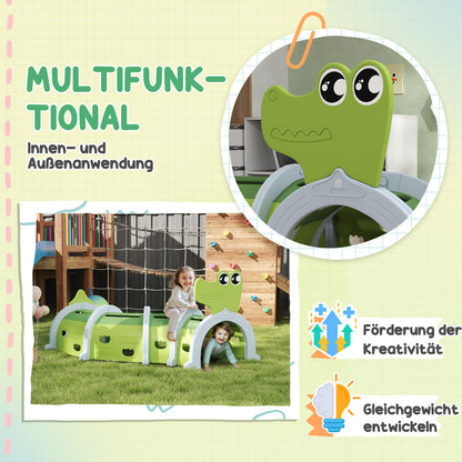 AIYAPLAY Krokodil Spieltunnel, flexible Form, robust, für Kinder 3-6 Jahre, 194 x 88 x 92 cm, Grün