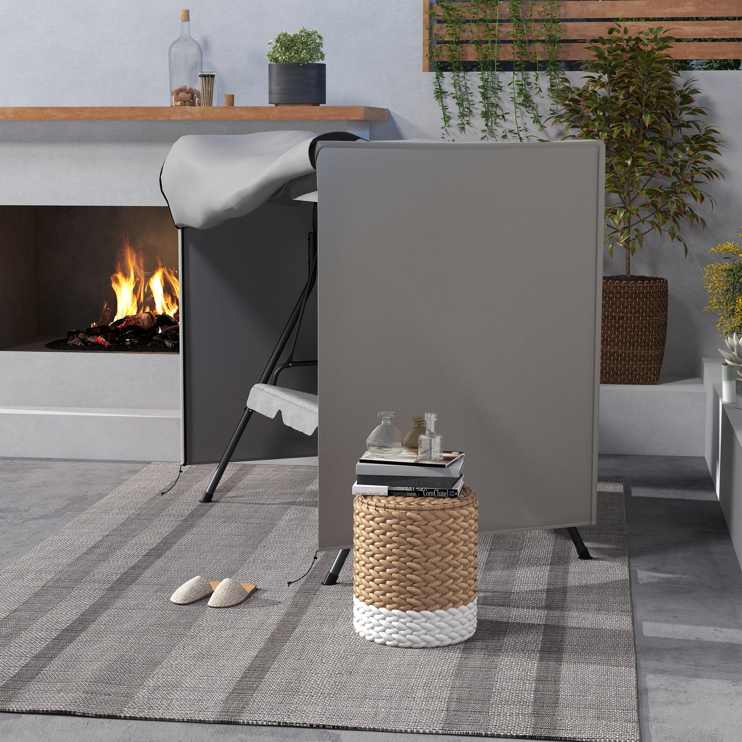 Outsunny Schutzhülle für Hollywoodschaukel, reißfest, wasserdicht, staubdicht, Polyester, 177 x 114 x 152 cm, Grau