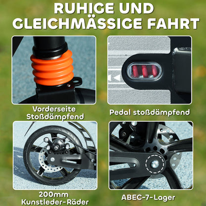 AIYAPLAY Roller Kinder Scooter mit verstellbaren Griffen klappbarer Kinderroller für Kinder 6-12 Jahre 94 x 36 x 88-103cm Schwarz