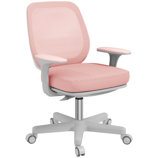 Vinsetto Bürostuhl, Ergonomisch Schreibtischstuhl med Drehfunktion, Höhenverstellbar 55 x 48 x 82,5-94,5 cm Rosa
