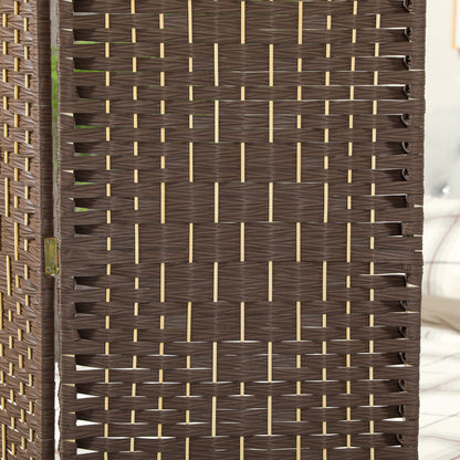 HOMCOM Raumteiler, 3-teilig faltbare Trennwand, Geflechtmuster, Kiefernholz, Braun