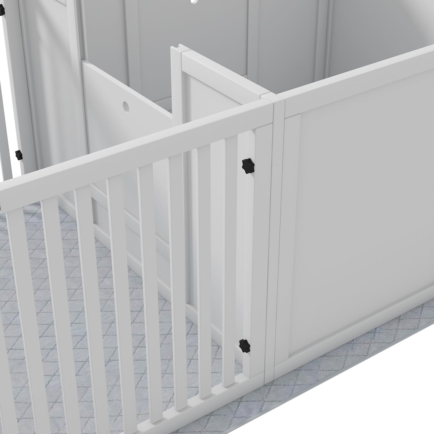 PawHut Wurfbox für Welpen, mit Unterlage, Leicht zu reinigen, Holz, 166x80x50 cm, Weiß