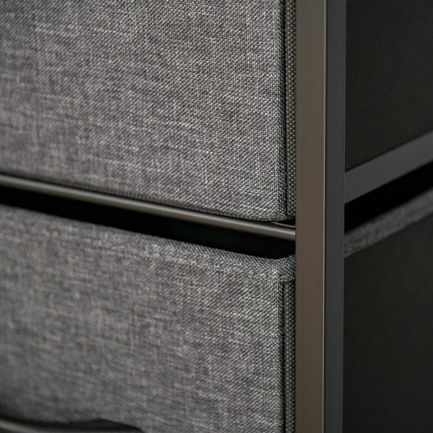 HOMCOM Kommode mit 4 Schubladen aus Leinen Aufbewahrungsschrank mit Ablage Griffen Schwarz