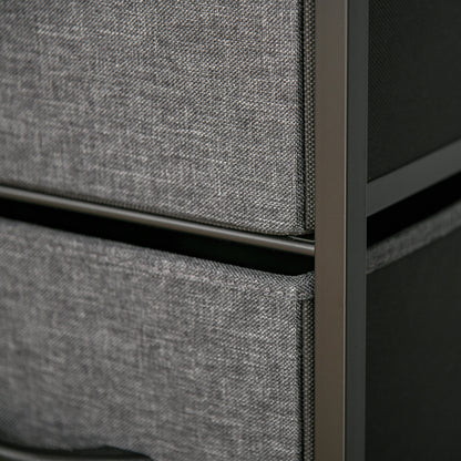 HOMCOM Kommode mit 4 Schubladen aus Leinen Aufbewahrungsschrank mit Ablage Griffen Schwarz