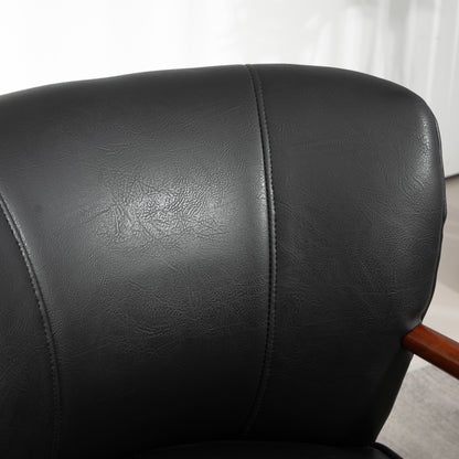 HOMCOM Akzentsessel, breiter Sitz, Lederoptik, Holzrahmen, bis 120 kg, 67x77x80 cm, Schwarz