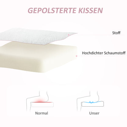 HOMCOM Polsterstuhl mit Hasenohren, Rollbarer Schreibtischstuhl, drehbar, Kunstfell, Weiß