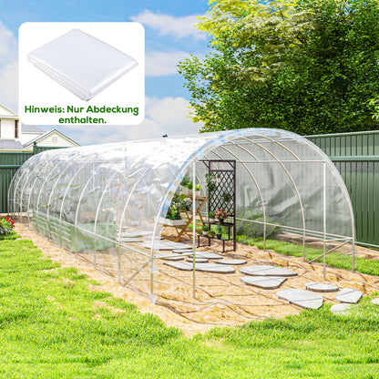 Outsunny Gewächshausabdeckung aus Kunststoff, Plane zum Abdecken von Pflanzen, UV-beständig, Wasserfest, 6 x 10 m