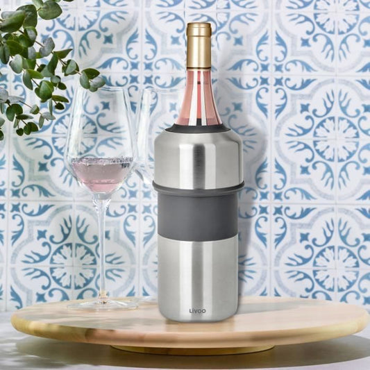 Bottle cooler - Livoo - GS158 - Stainless steel - Silicone - 11.5 cm diameter