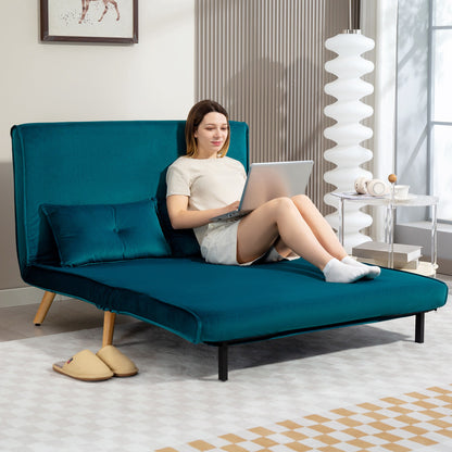 HOMCOM 2-Sitzer-Schlafsofa, Bettsofa, in Bett umwandelbare Couch, verstellbare Rückenlehne, Stoffbezug, Metallrahmen, Grün