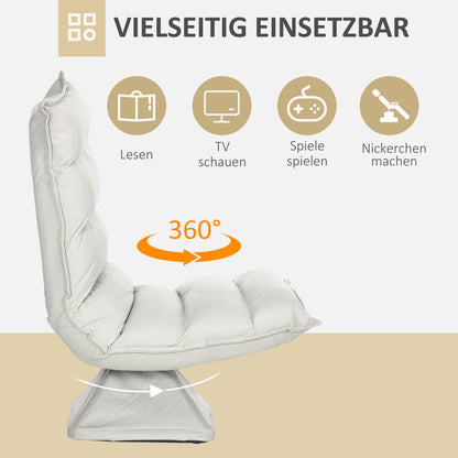 HOMCOM Sessel, drehbar, neigbare Rücklehne, Lederoptik, Stahlrahmen, hellgrau, 62 x 70 x 95 cm