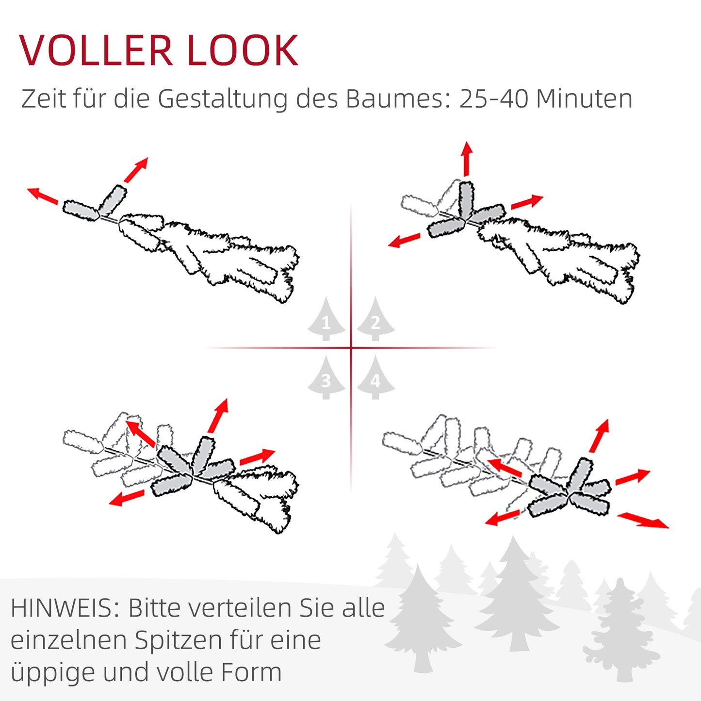 HOMCOM Künstlicher Weihnachtsbaum 225 cm Bleistift Kiefernbaum mit Schnee, 738 Spitzen für drinnen