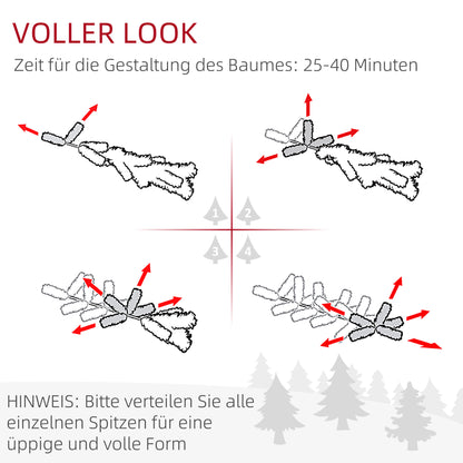 HOMCOM Künstlicher Weihnachtsbaum 225 cm Bleistift Kiefernbaum mit Schnee, 738 Spitzen für drinnen