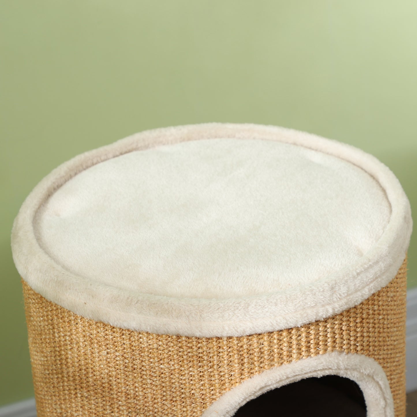 PawHut Katzenbaum mit viel Platz, Plüschbezug, Sisal-Oberfläche, Φ35 x 60H cm, Braun-Beige, 10 kg