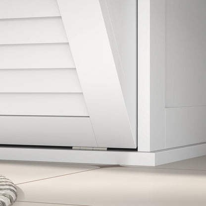 HOMCOM Wäscheschrank, 2 Kippbehälter für Wäsche, 2 Lamellentüren, 70 x 38 x 73 cm, Weiß