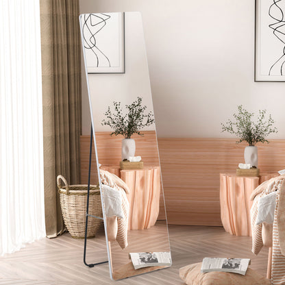 HOMCOM Standspiegel Wandspiegel Ganzkörperspiegel, Aluminium, 45 cm x 37 cm x 158,5 cm, Silber