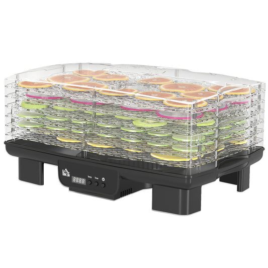HOMCOM Dörrautomat, 6 Ebenen, Heißluftzirkulation, 40-70℃, 43 x 29,5 x 28 cm, Schwarz