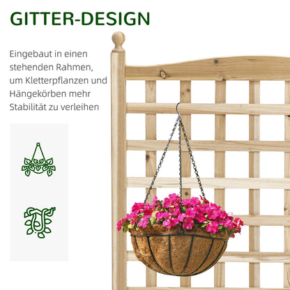 Outsunny Hochbeet Pflanzkasten mit Rankgitter Blumenkasten Rankkasten Rosenbogen mit Rankhilfe für Kletterpflanzen Garten Holz Natur 64 x 28 x 120 cm