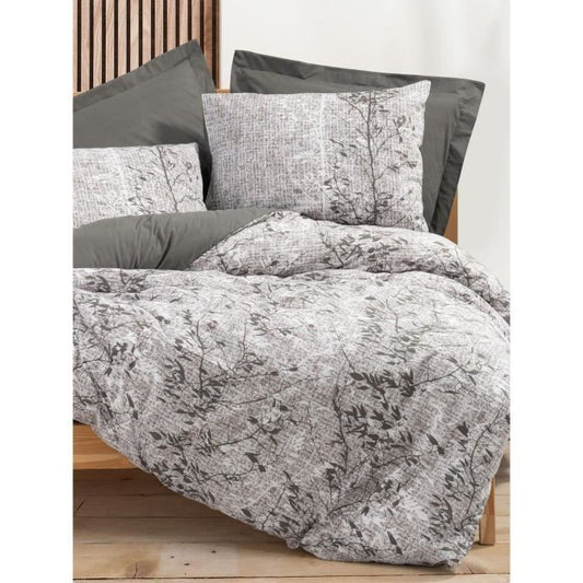 Bedding set - 1 duvet cover 220 x 240 cm + 2 pillowcases 60 x 60 cm - 100% cotton - Brown