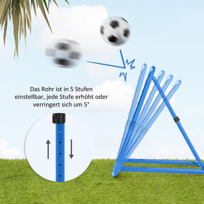 HOMCOM Fußball Rebounder-Netz, klappbar, Rückprallwand, Verstellbar in 5 Stufen, Metall, 78 x 84 x 65-78 cm, Blau