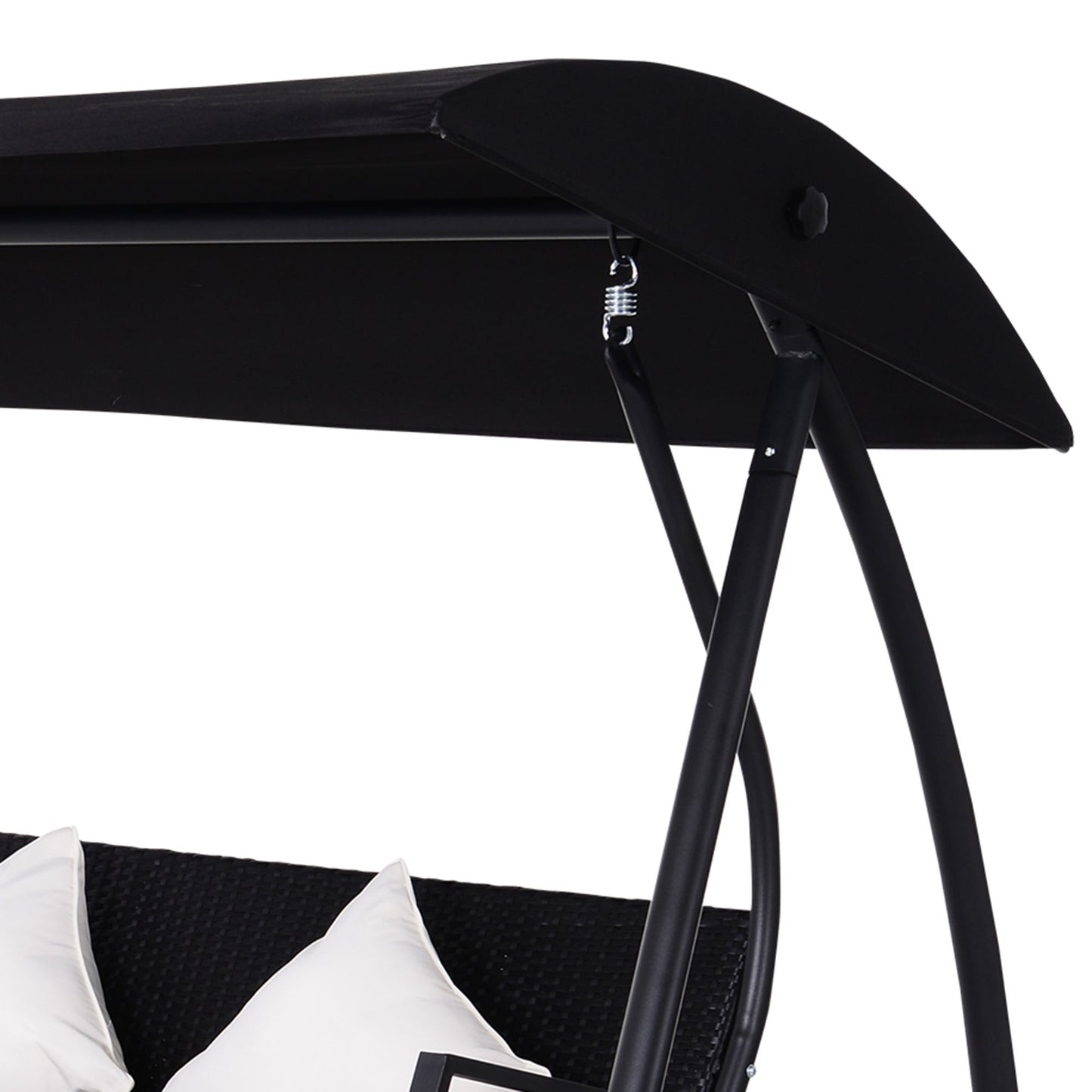 Outsunny 3-Sitzer Hollywoodschaukel Schaukel Polyrattan Metall mit Kissen belastbar bis 360kg Neu (Schwarz)