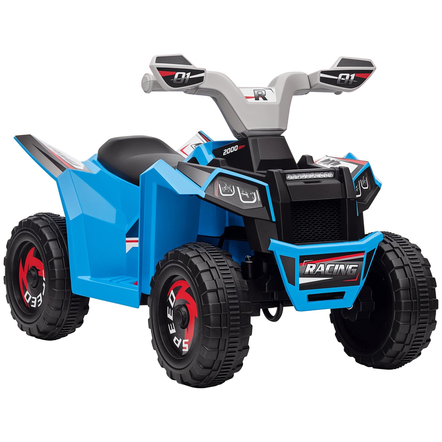 HOMCOM Elektro-Kinderquad, 2,5 km/h, Vorwärts- & Rückwärtsgang, für 18-36 Monate, Blau