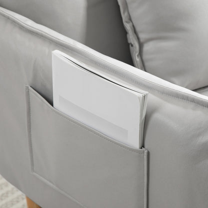 HOMCOM 2-in-1 Verstellbarer Loungesessel, Bodensessel mit Kissen, Polstersessel, für Wohnzimmer, Schlafzimmer, Hellgrau