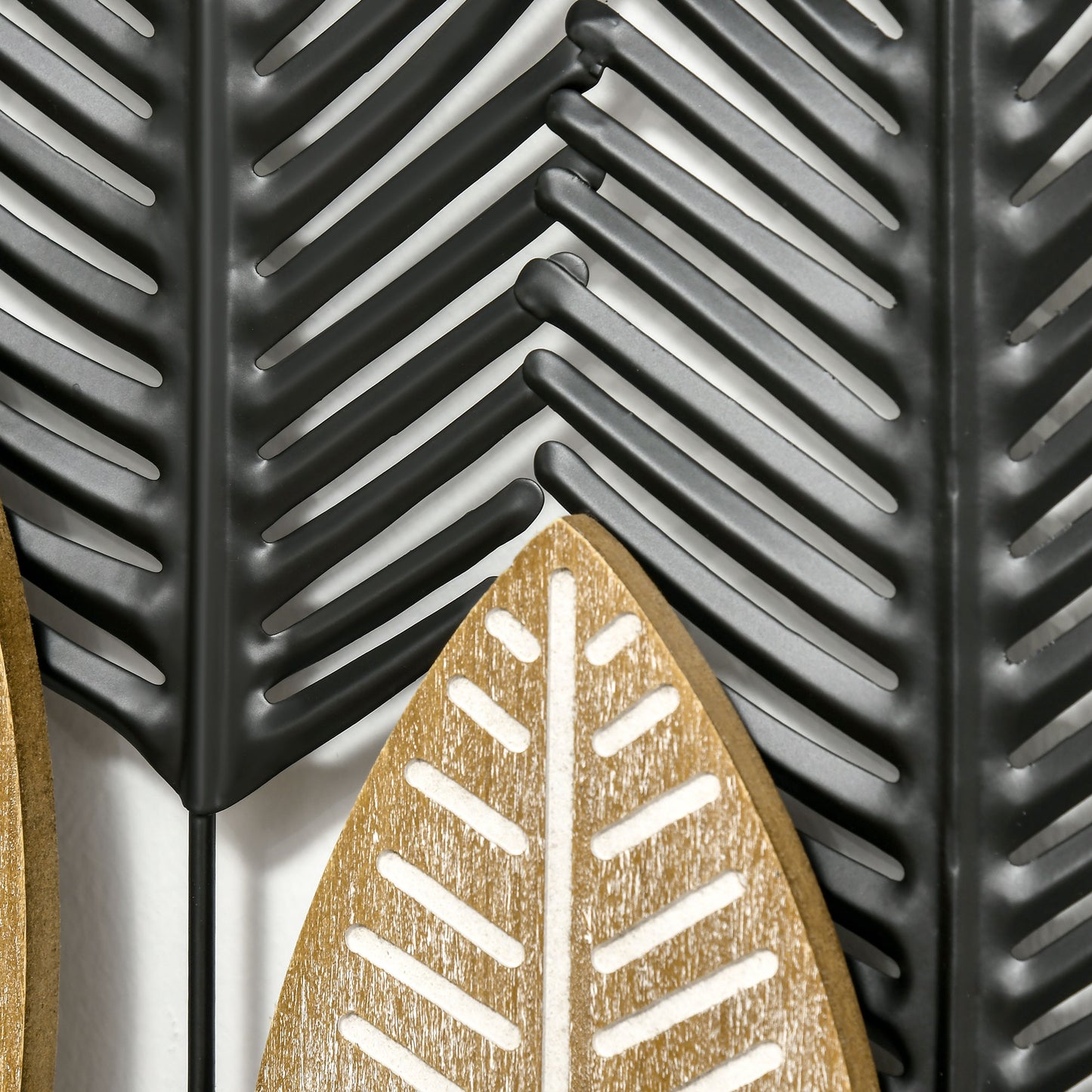 HOMCOM 3D -Wandbilder 2er-Set Moderne Wanddekoration Metall Natur + Schwarz