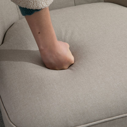 HOMCOM Relaxsessel Vintage Ruhesessel Relaxstuhl Polstersessel Esszimmerstuhl Leinenbezug Holzgestell Beige+Schwarz 67 x 67 x 78 cm